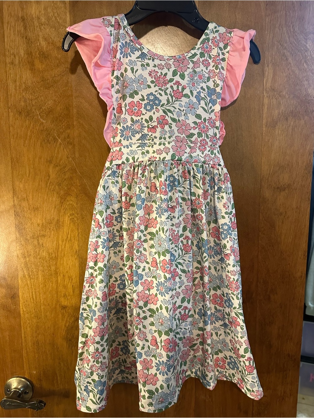 Floral Pink Flutter-Sleeve Dress for Girls